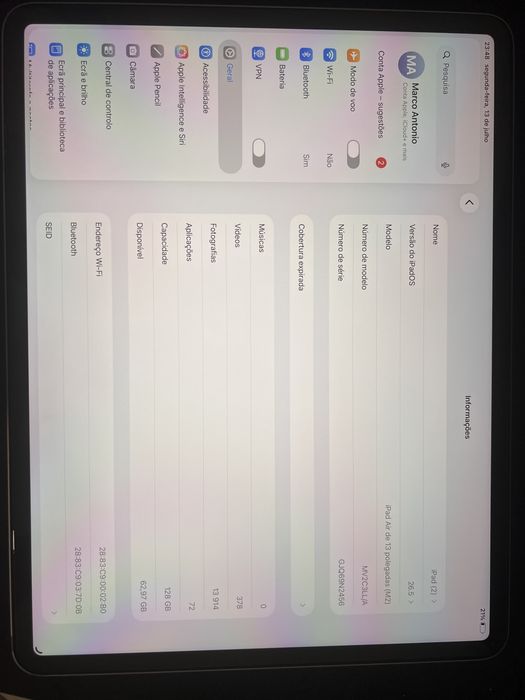 Ipad 13 polegadas m2 igual a novo
