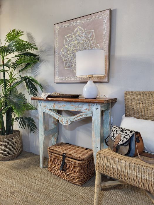 consola,  mesa, aparador,  verde agua, decoração,  rustico