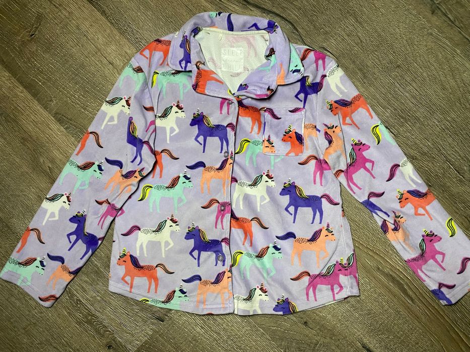 Тепла піжама з єдиноріжками дівчинці 8-9р. Велюровий комплект для дому