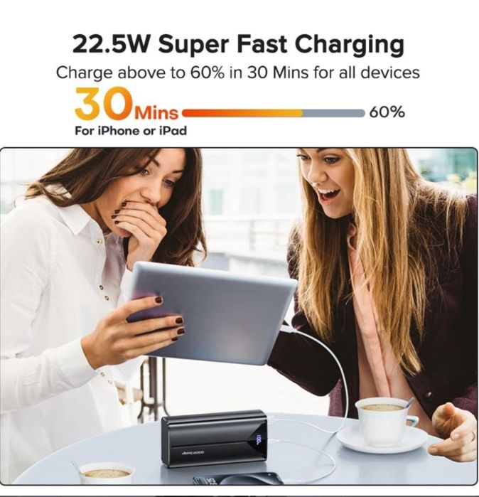 QOOVI Портативний  Power Bank 30000 мАг із швидким заряджанням