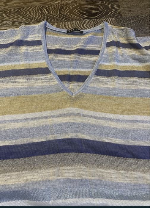 Sisley sweter w pasy niebieskie roz. XS