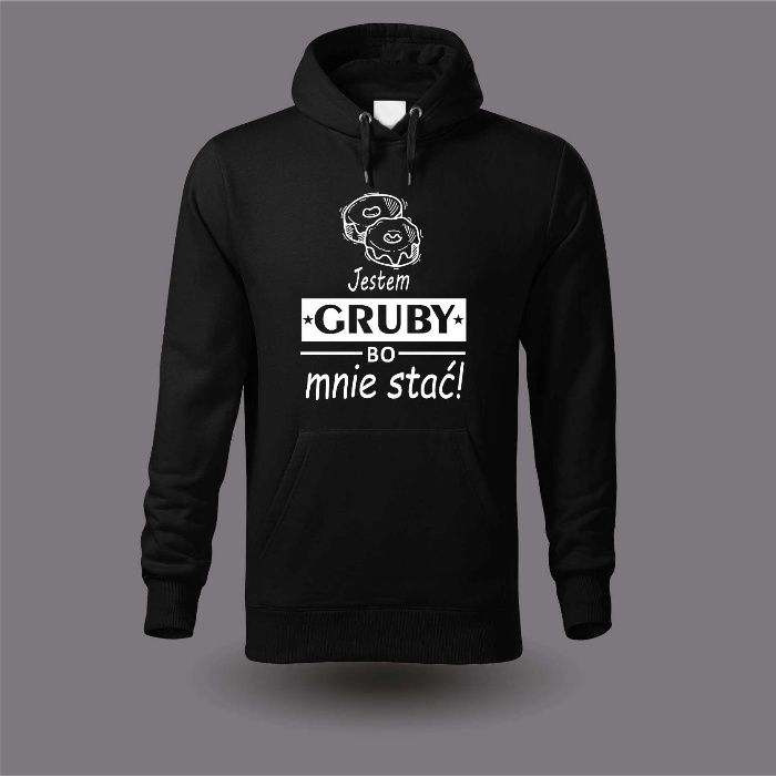 Bluza z kapturem kangurka gruby bo mnie stać prezent urodziny XL