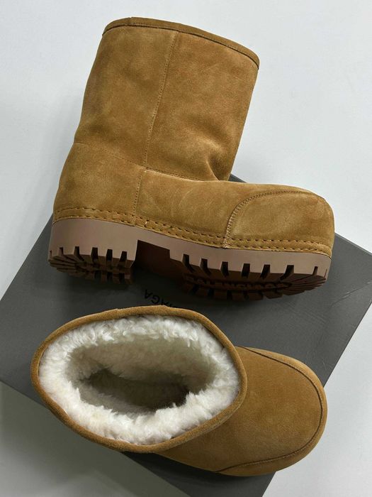BALENCIAGA ALASKA High Fur Boots ботинки чоботи коричневі сапожки 43