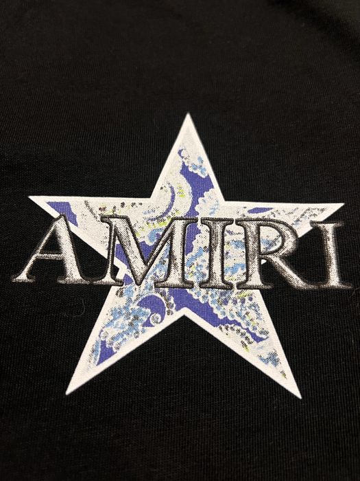 Amiri czarny T-shirt z dużą gwiazdą – rozmiar S