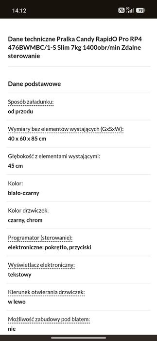 Pralka Candy 7kg