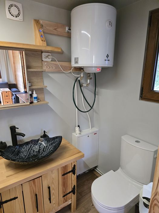 Domek drewniany naturalny całoroczny Tiny House do przeniesienia w cał
