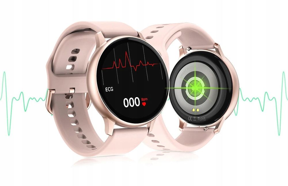 Smartwatch Damski Zegarek Puls Kroki Pasek Gratis - Różowy