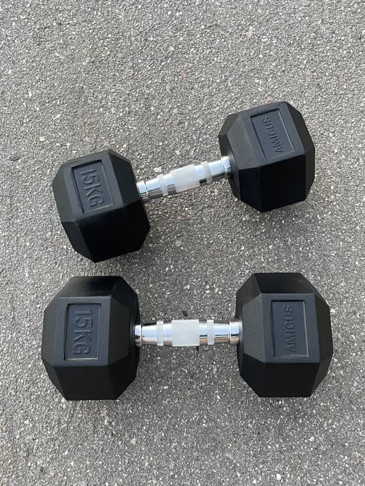 Гантеля 15 кг гексагональна в гумі