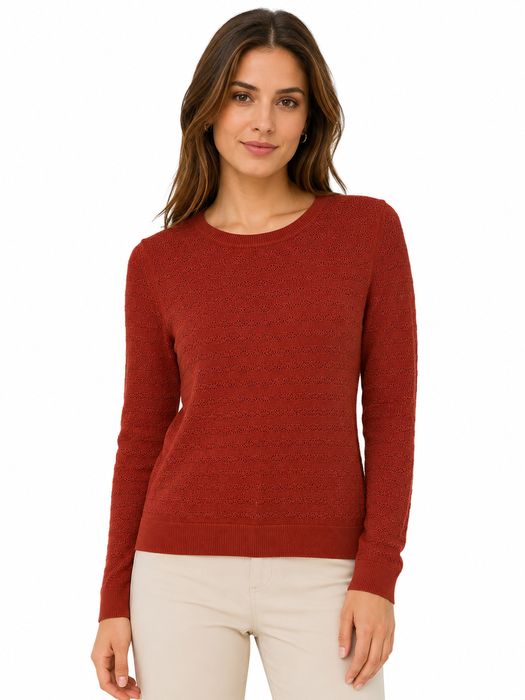 Sweter Ceglany Ażurowy S