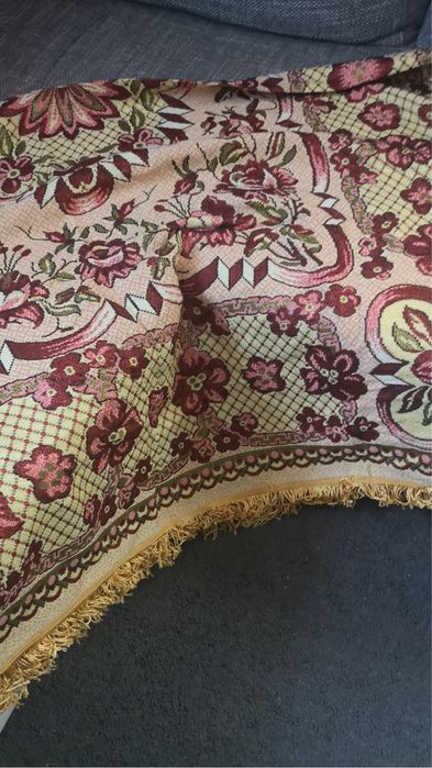 Żakardowy gobelin, kapa, narzuta, kilim PRL
