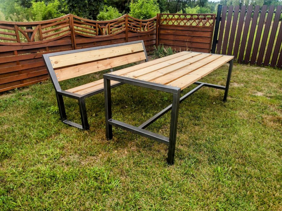 Meble ogrodowe, loft stół i dwie lawki