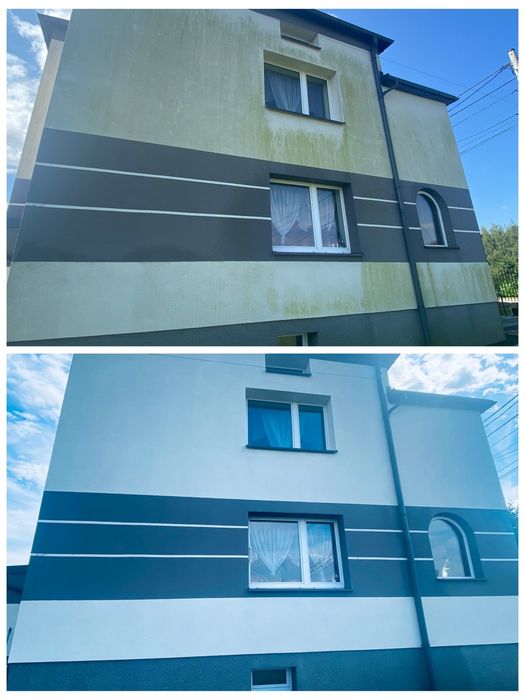 Czyszczenie kostki brukowej, elewacji, dachów