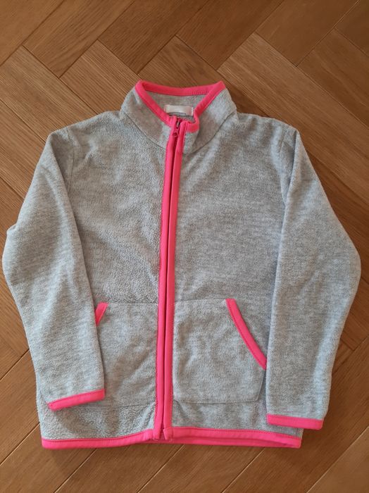 Cienki Polar szary z rozowa lamowka Pepco rozsuwany