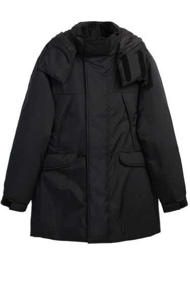 OKAZJA Męska czarna ocieplana kurtka z kapturem XL