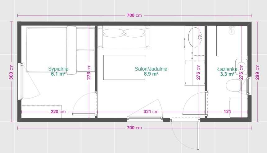 Domek letniskowy mieszkalny całoroczny mobilny 21m2 Wyposażony pod KLUCZ