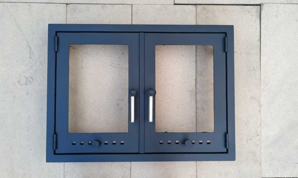 Дверця для каміна двухстворочна під замовлення, дверка в барбекю камин