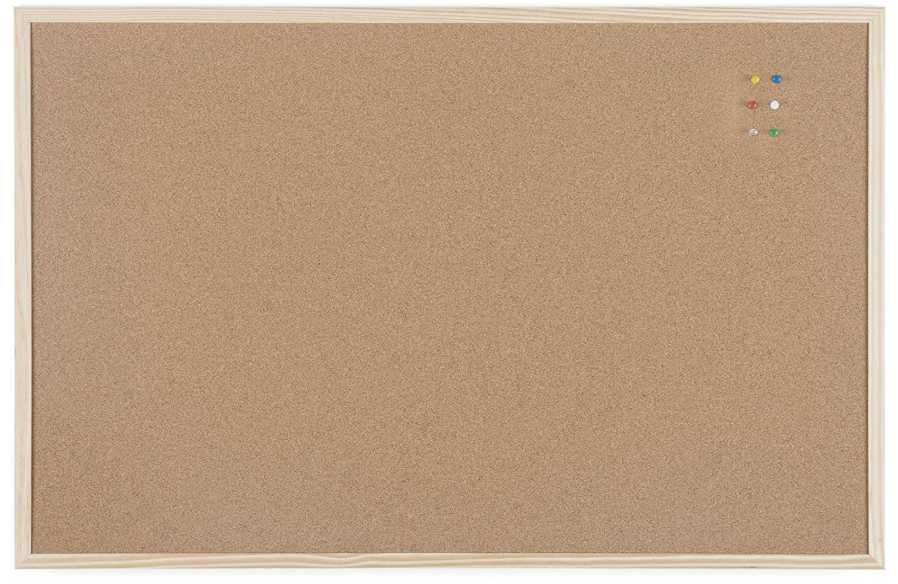 Bi-Office 90×60 cm Tablica korkowa gruba Drewniana rama Kolor sosny