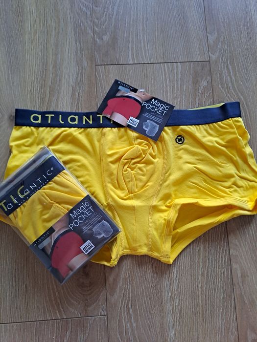 Slipy, szorty męskie Atlantic, rozmiar XXL, Magic Pocket, żółte
