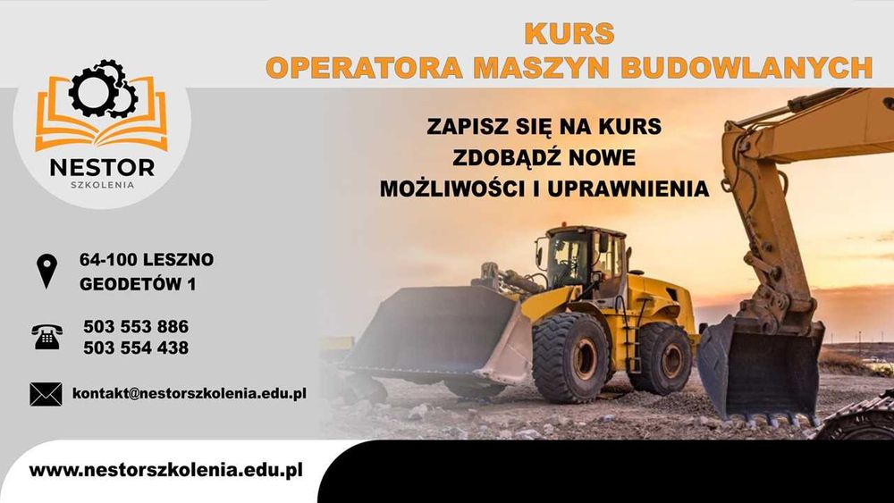 Kurs operatorów maszyn- Koparki/Ładowarki/Koparkoładowarki