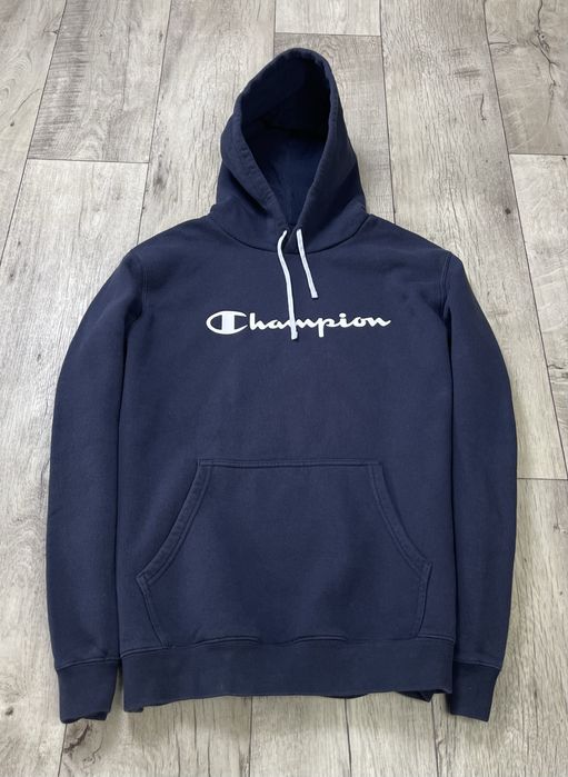 Champion кофта балахон 2XL размер толстовка синяя с принтом