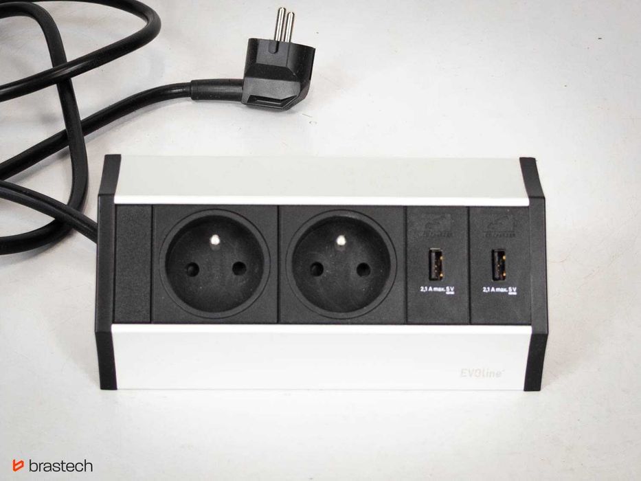 Listwa zasilająca EVOline Dock 2×230V + 2×USB