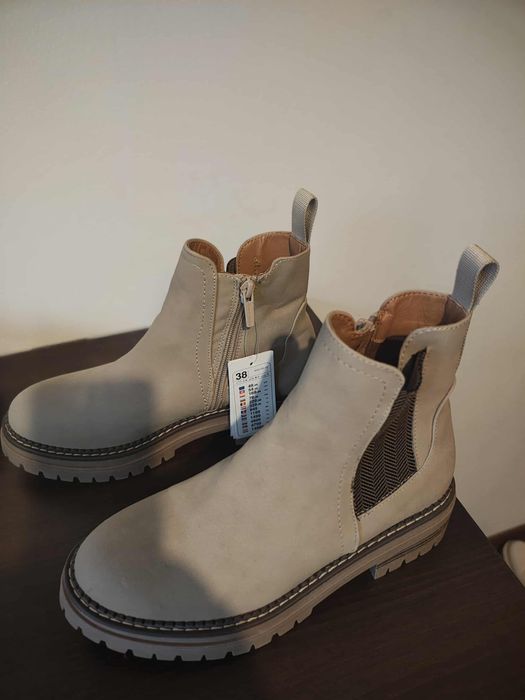 Botki damskie marki Jenny Fairy, beżowe, rozmiar 38.