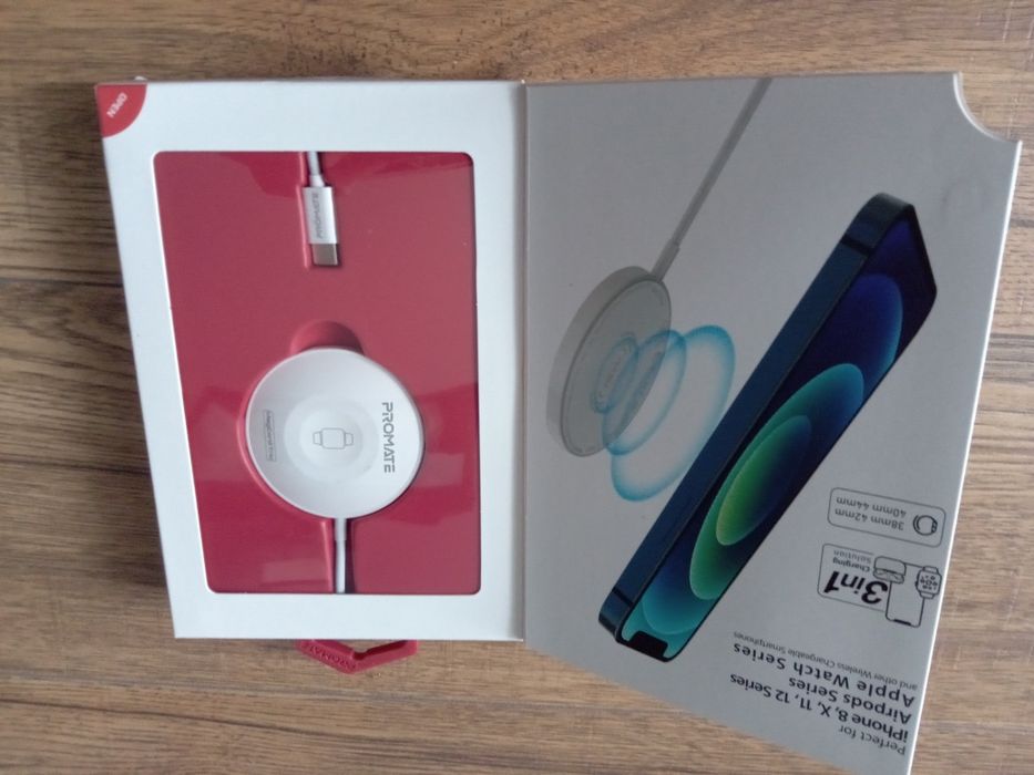 Promate, Bezprzewodowa ładowarka 3-w-1, Podwójna Qi iPhone, apple