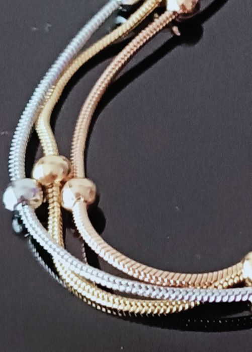 Pulseira bijuteria fina três tons