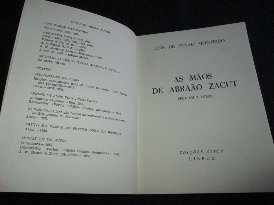 Livro As Mãos de Abraão Zacut Sttau Monteiro Ática 1ª edição