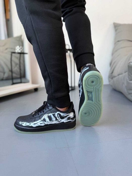 Nike Air Force 1 Low Skeleton QS Black, розміри 38–45