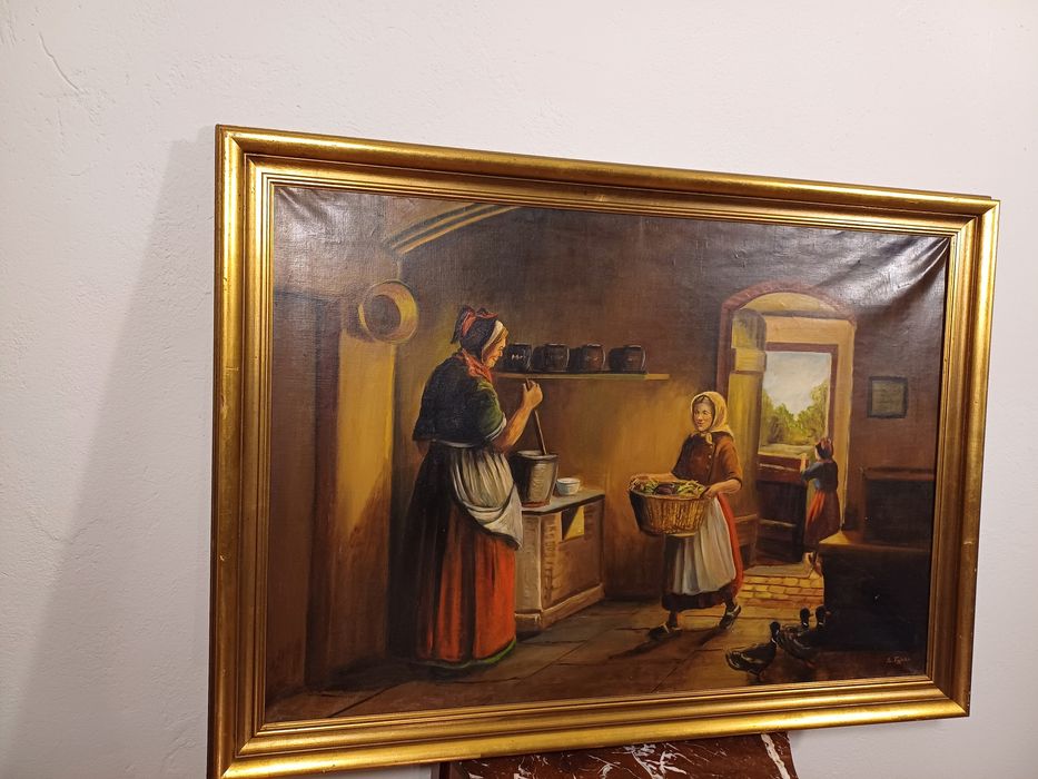 Stary obraz na płótnie sygnowany