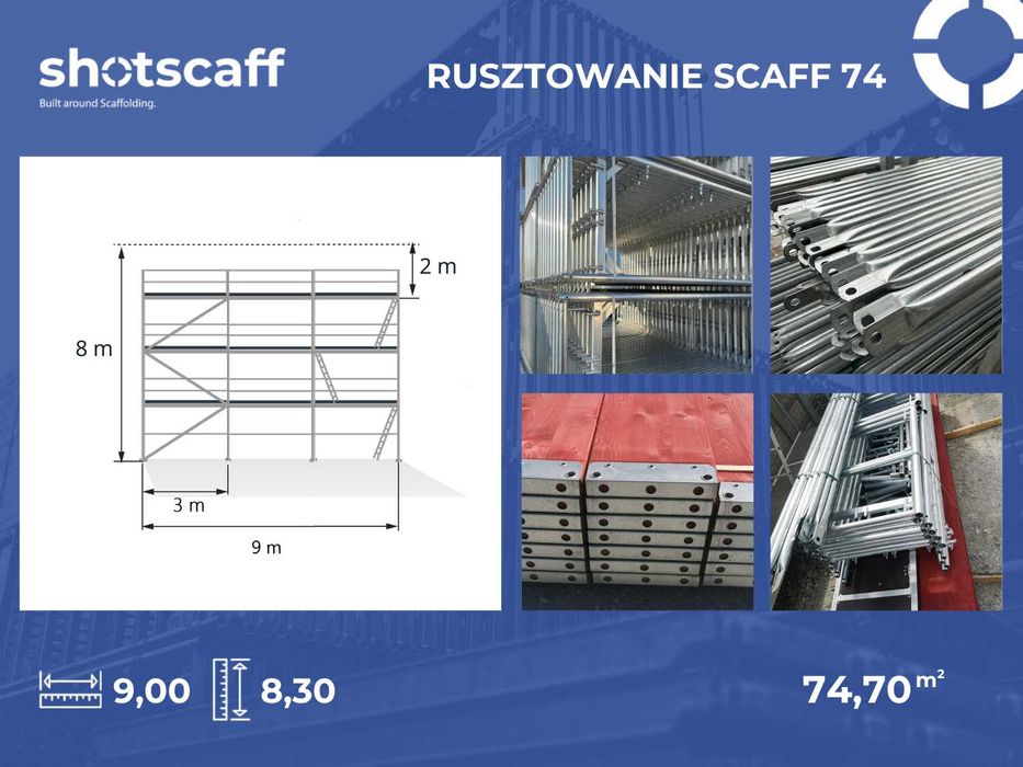 Nowe aluminiowe rusztowanie 8,4x9=75m2 Plettac drewniane podesty różna konfiguracja