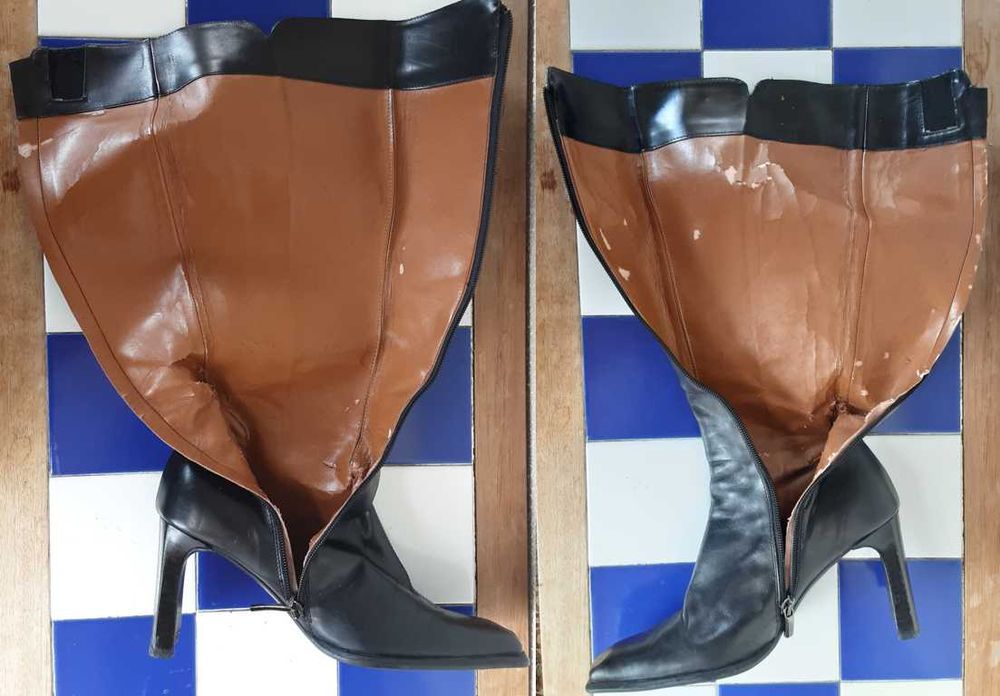 2 Pares Botas de Senhora em Pele Genuína (c/ defeitos) - LER ANÚNCIO!