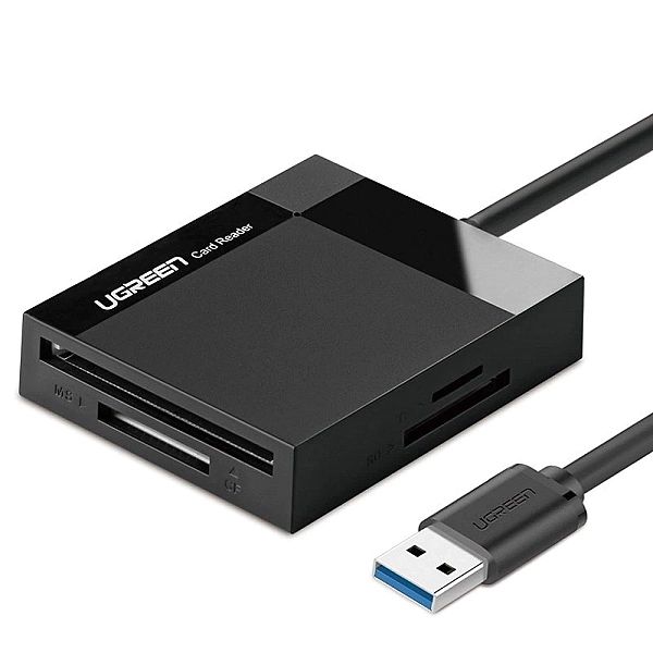 Ugreen czytnik kart pamięci USB 3.0 SD / micro SD / CF / MS czarny (CR