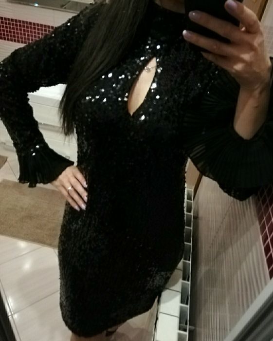 Nowa sukienka czarna cekiny cekinowa 38 m s/m wesele osiemnastka urodz