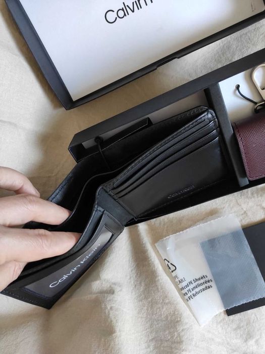 Набір чоловічий гаманець портмоне Calvin Klein + AirPods кейс шкіра