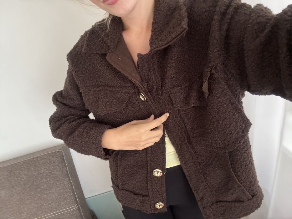 Kurtka koszulowa teddy miś baranek brazowa czekoladowa