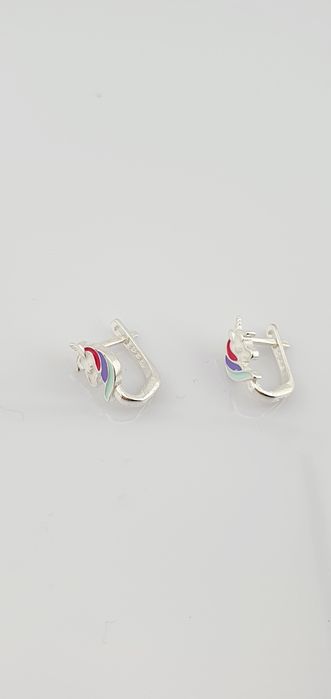 Kolczyki  srebrne pr.925 jednorożec angielskie zapięcie