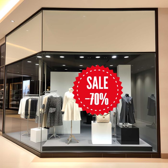 naklejka sale 70% do sklepu na szybę sale 70%, wyprzedaż -70%