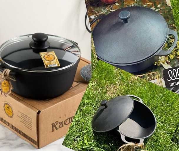 Котелок чугунный maysternya 2 л 3 л 6 л с крышкой чавун кастрюля