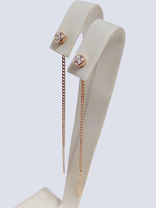 Золоті сережки-протяжки з кубічним цирконієм арт. 98127 585 проба нові