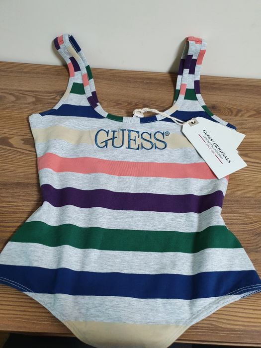Nowe body Guess r. XS szare pasy organic