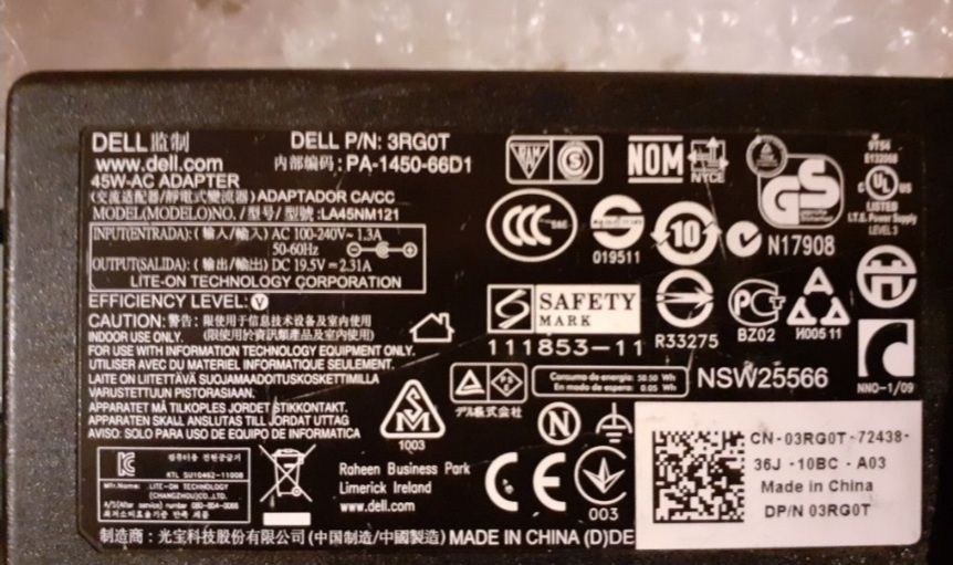 Блок питания Dell HA65NM130 65W 19.5V 3.34A 4.5мм х3мм і 7.4*5.0 2 в 1