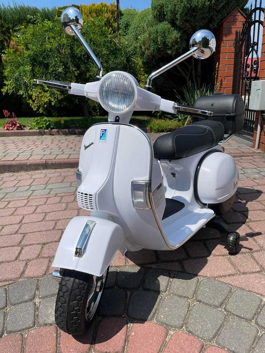 NOWY Motor Skuter na akumulator dla dzieci Vespa 2 Silniki Skóra