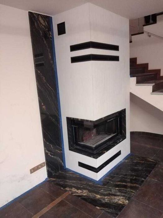 kompleksowy montaż kominka narożnego 10 lat gwar różne opcje SERWIS