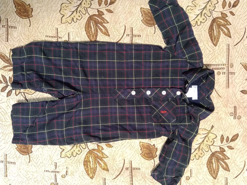 Комбінезон боді Ralph Lauren baby boy green navy red plaid  з довгими