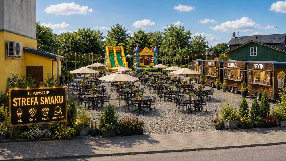 WYNAJMĘ MIEJSCA POD food trucki / przyczepy gastronomiczne STREFA SMAKU – MALBORK / KAŁDOWO