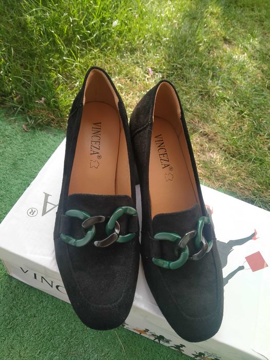 Buty czółenka na słupku półbuty nowe skórzana wkładka