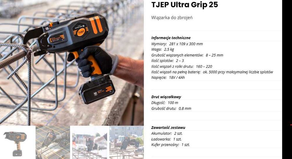 Wiązarka do zbrojeń UTLRA GRIP 25 - Drut TJEP