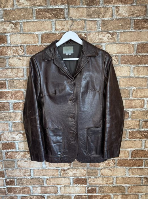 Кожаный пиджак Jigsaw женский винтажный жакет made in England